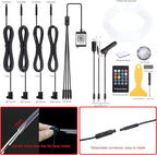 4 m Optic Fiber Car Ambient Lighting Kit Bluetooth App Control + RF Remote Control 64 Colors Multicoloured Music Interior Lighting Kit 12V 1W