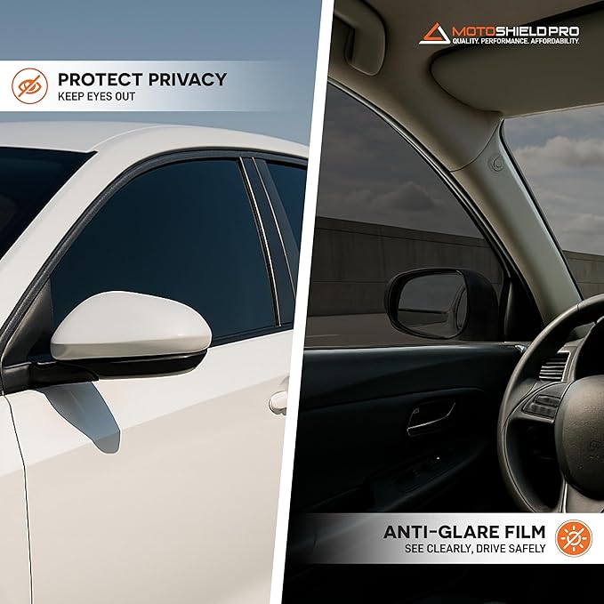 MotoShield Pro 15% VLT Nano Ceramic Window Tint for Car 36” in x 10’ ft 2PLY Roll High Heat Rejection & Glare Reduction Auto Tint Privacy Film, Rejects up to 99% IRR, 99% UV Blocking, Easy DIY Shrink