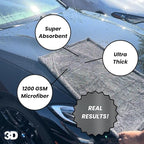 3D Hydro-FIL XL | Professional Grade Microfiber Towel | Extra Large 20” x 31.5” | Highly Absorbent | Premium Drying Cloth for Car Detailing (Grey)