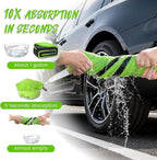 PUGPIU Car Drying Towel - 1400GSM Extra Large Super Absorbent Microfiber Towels for Cars 24"x36" - Large Edgeless with Twisted Loop, Lint-Free & Streak-Free for Auto Detailing, SUV, Truck (Green)