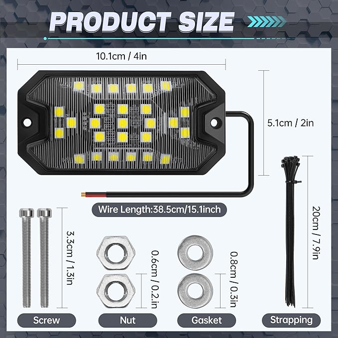 12 Pods Pure White Rock Lights, 6000K Pure White 27 LEDs Super Bright LED Underglow Neon Light, 10m Extension Wire, IP68 Waterproof for Trucks Pickup SUV UTV ATV RZR Car Boats