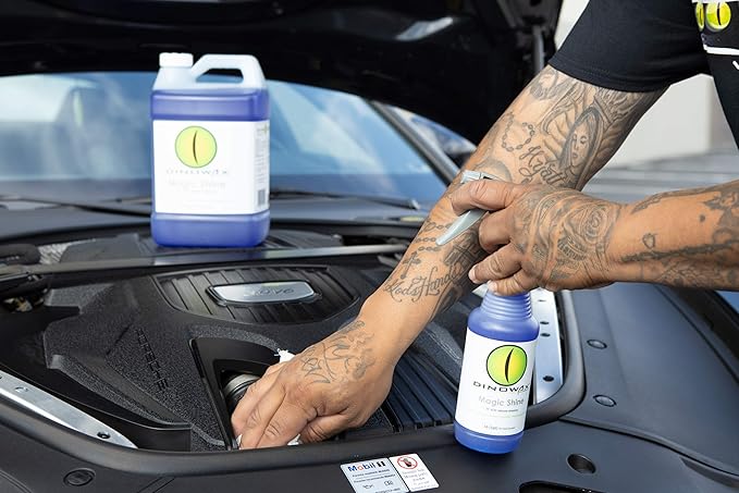 Dinowax Magic Shine | Multi-Purpose Glossy Dressing for Interior & Exterior | Professional-Grade (128 Oz)