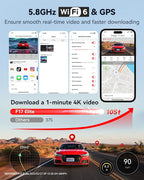 REDTIGER F17 Elite 4K Dash Cam 3 Channel, STARVIS 2 IMX678 & IMX675, 128GB Card, Full Night Color, 4K+2.5K+1080P Front and Rear Inside, Voice Control, 5GHz WiFi-30MB/s Download, GPS, HDR, Parking Mode