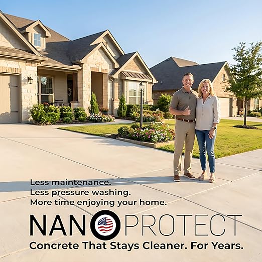 Nanoprotect Concrete & Stone Sealer Indoor & Outdoor | Long-Term Protection Against Water, Stain & Dirt | for Driveway, Patio, Pavers and Any Absorbent Stone | 1 Gal