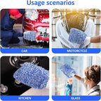 Microfiber Car Wash Mitt, Car Sponge Wrapped in Soft, Plush Fiber Cloth Material, Holds Tons of Sudsy Water for Effective Washing, Lint Free, Scratch Free, for Cars, Motorcycles (Blue 2 pack)