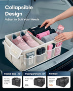 HOTOR Trunk Organizer for Car - Car Organizer, Foldable Trunk organizer for SUVs & Sedans, Sturdy Organization for Car Accessories, Tools, Sundries, Beige, 2 Compartments, 21.3"×12.6"×10.6"