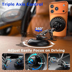 Magnetic for MagSafe Car Mount 15W Wireless Charging, Magnetic Phone Holder for Car with Vacuum, 360°Adjustable Metal Head &Extension Rod, Cell Phone Holders for Your Car for iPhone17/16/15/14/13/12
