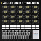 Hovano 20 Pods White Rock Lights 6000K Pure White 36 LEDs SMD Chips Super Bright Neon Underglow Light IP68 Waterproof for Pickup Trucks SUV UTV ATV RZR Car Boats (White)