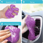 FiveJoy Car Cleaning Gel Kit - Universal Car Detailing Putty for Car Interior - Reusable Clean Goop Cleaner Supplies Auto Slime for Home, Office, Keyboard, Computer (Purple, 3Pack (16.8oz))