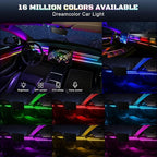 Dreamcolor Acrylic Interior Car LED Strip Light with USB/Type C/4-Port Cigarette Lighter,RGB 6 in 1 with 187 inches 650 LEDs Ambient Lighting Kits, Sound Active Function Neon Led Strips for Car