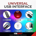 ICBEAMER USB Type-A LED Night Light 2-Pack (Red) | Plug-in Universal Fit Automotive Accessory for Car Interior and Trunk Ambient Atmosphere Lighting