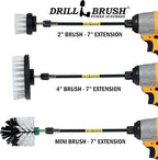 Drill Brush Ultimate Automotive Cleaning Kit with Extension - Truck Accessories - Glass, Upholstery, Seats, Window, Interior, Wheel, Carpet Cleaner - Car Mats - Spin Brush - Motorcycle Accessories