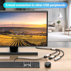 MOGOOD 3 in 1 USB Splitter Cable 2M, USB 2.0 Hub 1 Male to 3 Female Extension Cord, Multiport Adapter for Charging & Data Transfer, Compatible with Laptop, Mac, PC, PS4, Xbox, Switch, TV