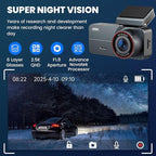 2.5K Dash Cam Front and Rear with 64GB Card, Car Camera WiFi & GPS, 3.39" IPS Screen, WDR Night Vision, Parking Monitor, G-Sensor Dash Camera