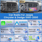 4G+64G Android 13 Car Radio for Dodge Ram (1994-2001)& Chrysler Town and Country (1990-2000) & Jeep Grand Cherokee (1993-1998), 6.2''Touch Screen Stereo with Wireless CarPlay&Android Auto