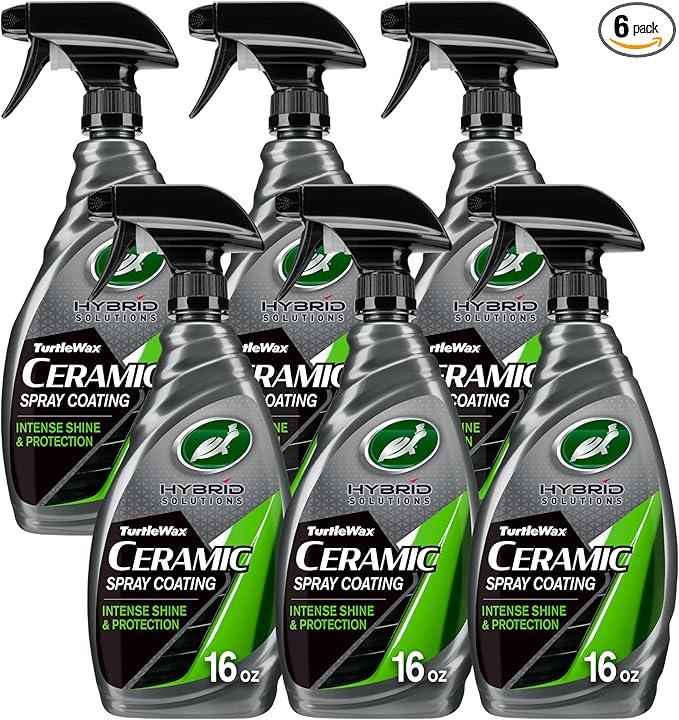 Turtle Wax Hybrid Solutions Ceramic Spray Coating, High Shine Car Wax, Offers Durable Paint Protection, Extreme Water Beading Action, Safe for Glass, Wheels, Trim and More, 16 oz (Pack of 6)