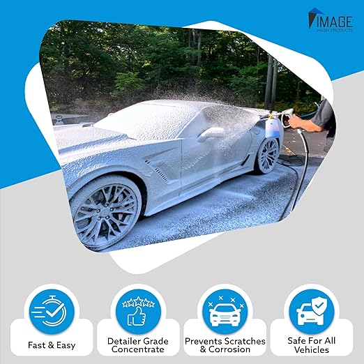Image Wash (1-Gallon Platinum Wash Car Soap Concentrated pH-Neutral Foam Soap for Foam Cannon & Bucket wipe Safe for Wax Ceramic Coatings High Lubricity Biodegradable Formula with Bubble Gum Scent