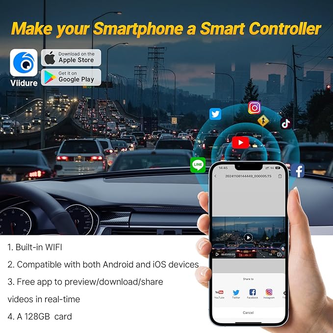 4K Dash Cam fit for Honda Civic 2022 2023 2024 2025 2026 Type R Sport LX EX Touring, OEM Look, UHD 2160P Video, WiFi&APP, Easy to Install, Loop Recording, G-Sensor, Parking Monitor, 128GB