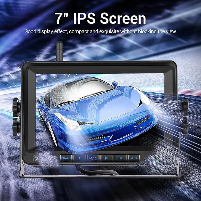 Hikity 7 Inch Wireless Backup Camera Trucks -HD 1080P Rear View Camera Monitor Kit, IP68 Waterproof, 320ft Stable Signal, Wide Angle, Night Version, 12-36V Plug and Play Reverse Camera for Car/RV/SUV
