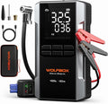 WOLFBOX 4000A Jump Starter with 160PSI Air Compressor, 12V Car Battery Booster, 88.8Wh Portable Jump Box (10.0 Gas/10.0L Diesel) with 65W Fast Charging, Tire Inflator, Jumper Cables, and LED Light