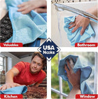 USANOOKS Microfiber Cleaning Cloth - Turq - 8Pcs (12.5x12.5 inch) High Performance - 1200 Washes, Ultra Absorbent Car Towel Traps Grime & Liquid for Streak-Free Mirror Shine - car Washing Cloth