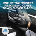 The Rag Company - Wrinkle Knit Glass Towel - Professional 500 GSM Microfiber Window Cleaning Cloths, Streak-Free Dual-Sided Design, 16in x 16in, 3-Pack (South Korea)