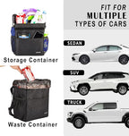 SIBOFUEGO Cute Car Trash Can with Lid – Multipurpose Collapsible Trash Bin for Car, Leak-Proof Organizer, Waterproof Garbage Can with Storage Pockets & Adjustable Straps, 2 Gallons (Black Leopard)