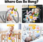 Stuffed Spiral Baby Car Seat Toys, Best Newborn Shower Gifts, Soft Infant Essentials Must Have Stroller Hanging Toys (Vibrant Nature)