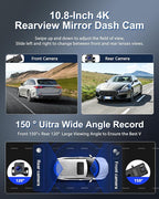4K Mirror Dash Cam 11 Inch Front and Rear View Dual Cameras, 2024 Front 4K+Rear 1080P IPS with GPS, Night Vision, G-Sensor, 24H Parking Monitor/Assistance, ADAS&BSD&LCA+APP Control