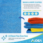 AIDEA Microfiber Cleaning Cloth, 800PK, Soft Absorbent Rags, Microfiber Towels for Cars, Kitchen Towels, Dusting Cloth for Home, Window, Cleaning Supplies, 12"×12"