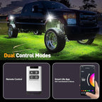 YiLaie RGB LED Rock Lights Kit 8Pods with APP/RF Remote Control, Upgraded Underglow Multicolor LED Light Pod with Flashing Music Mode, Rock Lights for Truck ATV UTV RZR SUV, IP68
