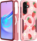 for Samsung Galaxy A36 5G Phone Case - Compatible with MagSafe Women Girls Cute Magnetic Protective Cover Girly Kawaii Strawberry Heavy Duty Shockproof Design for Samsung A36 5G Cases 6.7"
