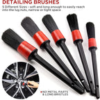 TAKAVU Complete Car Wheel Detailing Kit (8pcs) - Safe Scratch-Free 17" Barrel Brush, Tire Scrubber, 5 Detail Brushes & Towel for Rims, Interior, Exterior
