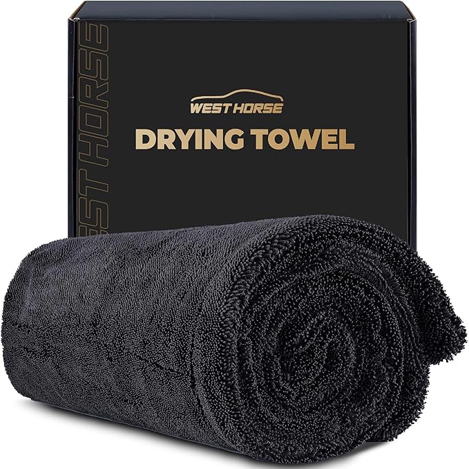 1200 GSM Microfiber Car Drying Towel – Extra Large 24” x 36”, Streak-Free, Scratch-Free, and Ultra-Absorbent for Effortless Car Detailing, Double Twist Pile & & Edgeless Design