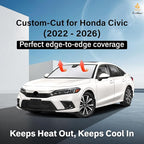 EcoNour Windshield Sunshade Compatible for Honda Civic 11th Gen 2022-2024 2025 2026 Including LX, Sport, EX, Touring, and Si Window Sun Shade Cover, UV Heat Blocker & Protector, Car Accessories