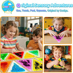 Squishy Liquid Sensory Gel Tiles 12 Packs - Triangle Liquid Sensory Toys for Sensory Play & Portable Fun, Washable Sensory Floor Tiles for Toddles 3+ Learning, Calming, Fidgeting