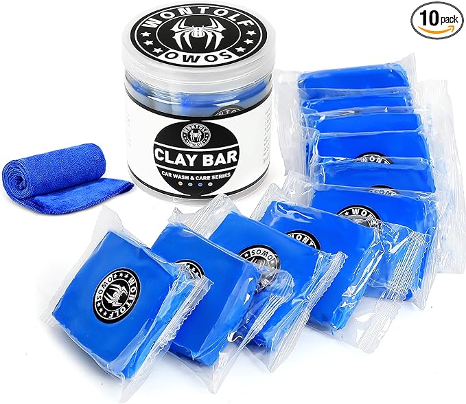 Wontolf 10 Pack Clay Bars Auto Detailing Premium Grade Magic Clay Bar Kit Car Detailing Kit with Washing and Adsorption Capacity for Car Detailing Car Wash Clean 10x50g