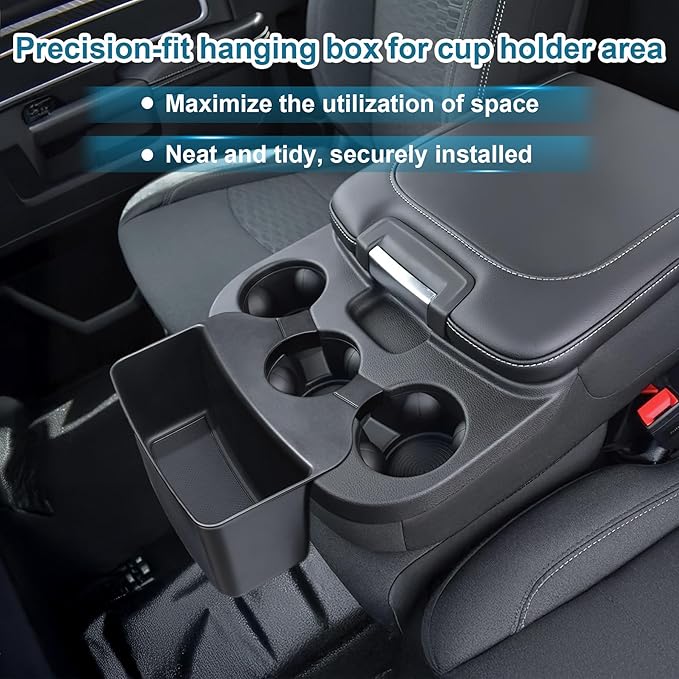 RAVOTOM Center Console Hanging Organizer Box Compatible with 2013-2024 Dodge Ram 1500 & 2013-2026 Ram 2500/3500 Interior Accessories Cup Holder Expander Storage Box (Jump Seat Only)