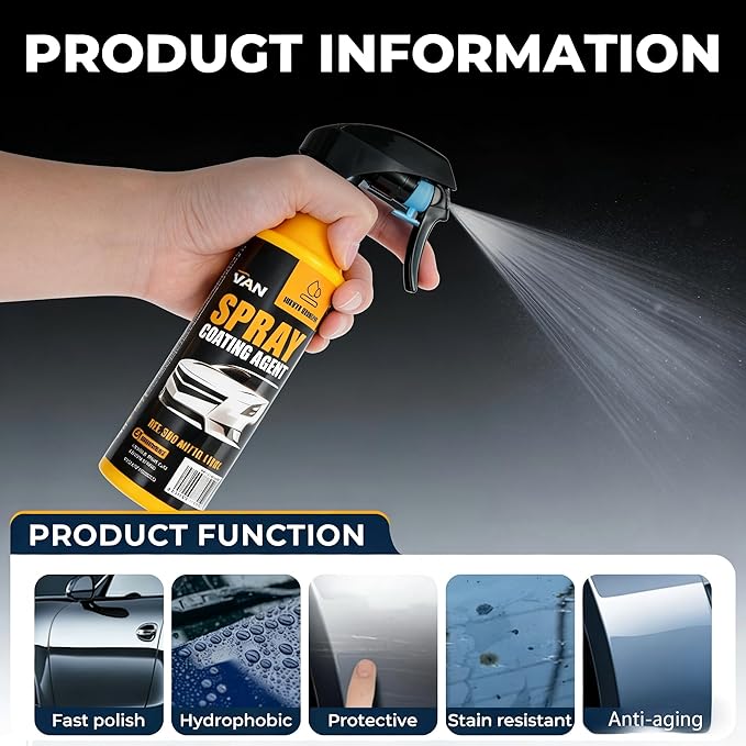 Berthg Ceramic Coating for Cars -300ml Nano Hydrophobic Ceramic Spray Coating Agent, Easy-to-Spray Auto Paint Protection Kit with Microfiber Cloth for Car Coating Spray & Shine