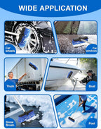 ZimiTeda PBT Car Wash Brush with Long Handle 10'' Larger Soft Bristle Brush Head Rubber Bumper for Vehicle Wheel RV SUV Boat Truck Solar Panel Deck Washing, 60'' 151cm