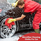 Tallew 15 Pcs Car Microfiber Towels Buffing Drying Wash Cleaning Cloths Plush Large Towels Thick Care Polishing Detailing Waxing Scratch Proof Towel, 15.75 x 15.75 Inch (Red)