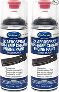 Eastwood 2K Aerospray High Temperature Ceramic Engine Gloss Black Paint | 11.9 oz Aerosol | 2 Pack
