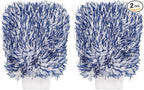 HARFINGTON 2pcs Chenille Microfiber Car Wash Mitts 9.1" x 6.7" Scratch Free Wash Gloves Absorbent Double Sided Plush Cleaning Drying Mitts for Car Washing Home, Blue