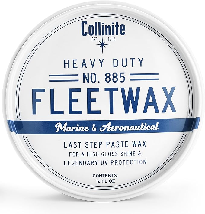 Collinite 885 Fleetwax-Marine & RV Heavy Duty Carnauba+Polymer Wax Sealant-Ultra Durable, Long-Lasting Fiberglass Protection. Provides High Gloss Shine + UV Protection + Prevents Oxidation (12 fl oz)