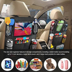Car Seat Back Organizer, Auto Multi-Pockets Backseat Storage Bag with Tablet Holder, Waterproof Oxford Cloth Seat Back Protector Kick Mat for Most Vehicles, Car Accessories (Style B)