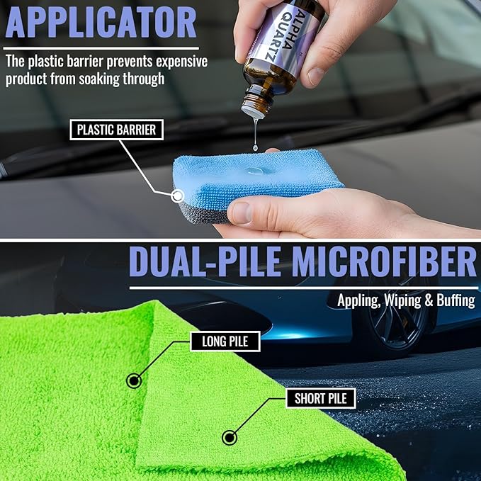 Alpha Quartz 50ml Elastic Film Ceramic Coatings for Cars with 92% Hyper Particles for High Performance, Beginners & Pro Detailers, 4-Hour Cure, Deep Gloss, Slick & Hydrophobic (Covers 2 Midsize Cars)
