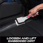 VIKING Upholstery Cleaner Scrub Brush, Cleaning Brush for Seat Covers and Car Detail Kit, Grey with White Bristles, 9.3 x 2.5 x 2.5 inch