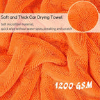2 Pack Microfiber Car Drying Towels 1200 GSM , 36x24 Inch Extra Large Double Twisted Pile, Edgeless Car Wash Towels, Ultra Absorbent,No Streak, Scratch or Water Spot Towel for Cars&Trucks(Orange/Gray)