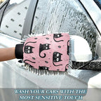 Blueangle 2 Pack Black Cats Car Wash Mitt - Chenille Microfiber Scrub Mitts for Scratch-Free Car Washing & Home Cleaning, Auto Detailing Mitt（507）