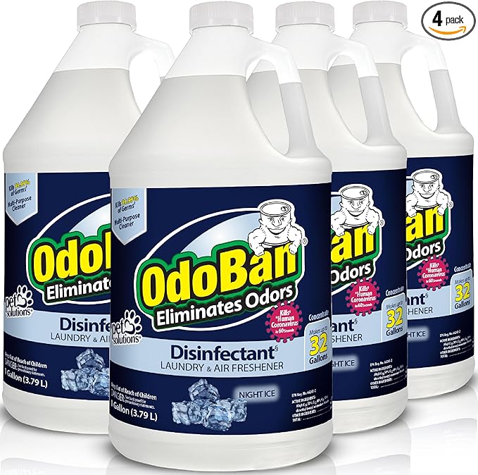 OdoBan Disinfectant Concentrate and Odor Eliminator, Made in the USA, Night Ice Scent, 4 Gallons